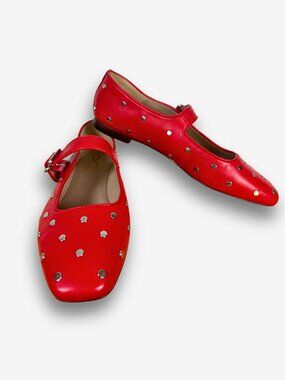 Sam Edelman Red Studded Michaela Mary Jane Flats 7.5 Balletcore